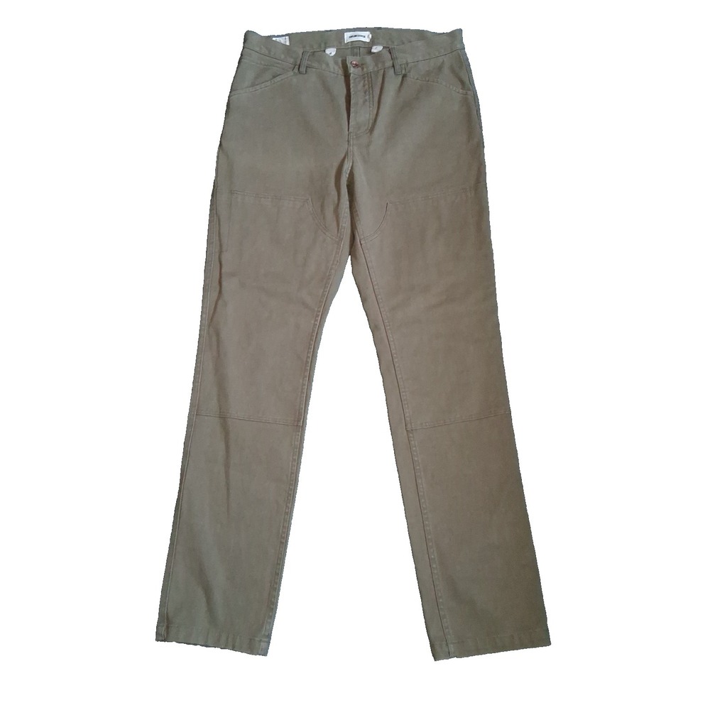 Taylor Stitch Boss Duck Pants Mens 33 X 34" Green Double Knee Hemp Cotton Rugged
